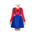 thumbnail image 1 of Girls Outfit Set 3 Piece Blue Suspender Red Tee Mustache Halloween 6 Years, 1 of 8