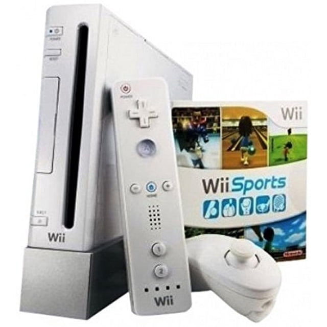 Nintendo Wii Remis à Neuf avec Jeu de Sport Wii, Télécommande Wii et Accessoire Nunchuk. Comprend une console Wii Blanche, une Barre de Capteur, un Câble A/V, un Adaptateur d'Alimentation et le Jeu de Sport Wii dans Son Étui d'Origine. Entièrement Testé et Remis aux Réglages d'Usine, compatible avec les Jeux Wii et GameCube. Comprend des Commandes de Mouvement Intuitives pour un Jeu Actif, Ce Qui en Fait un kit de Départ Complet pour le Plaisir en Famille.