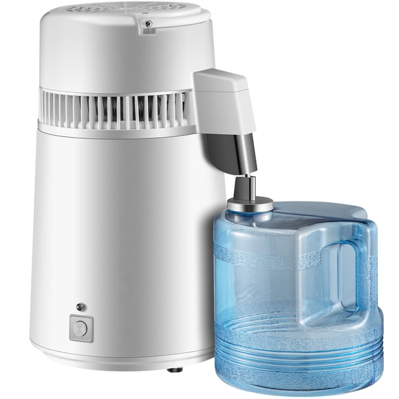 KFFKFF Water Distillation Unit 750W, Complete Filtration System with Handle, Volume of 1.1 gal/4L, BPA-Free Jug, Ideal for Domestic Use, White