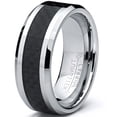 thumbnail image 2 of 8MM Men's Tungsten Carbide Ring Wedding Band W/ Carbon Fiber Inaly size 7, 2 of 5