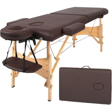 BestMassage Massage Table Massage Bed Height Adjustable 73 Inch Portable 2 WCarry Case Face, Brown