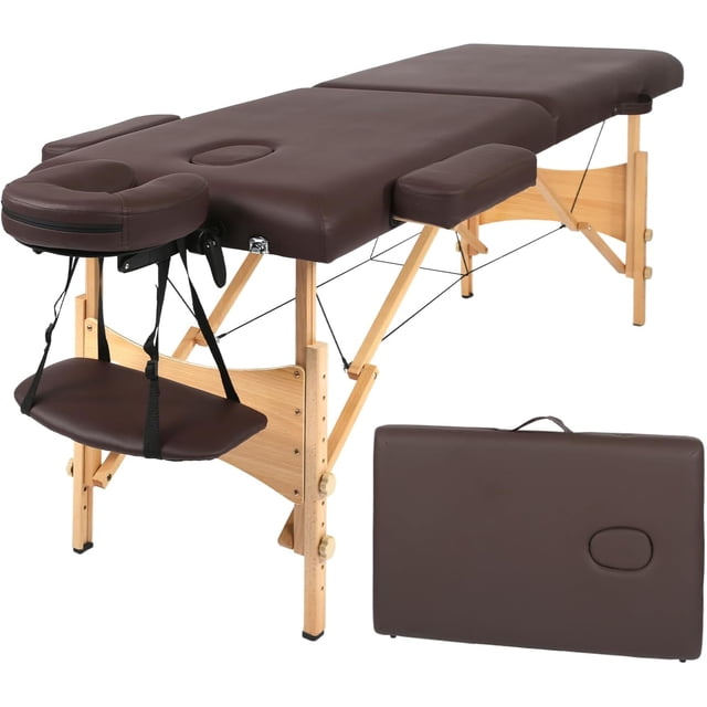 Massage Table massages Best de Massage Lit de Massage Hauteur Ajustable 73 Pouces Portable 2 Wétui de Transport Visage, Brun. Cette Table de Massage Portable Présente un Cadre en Hêtre durable avec une surface Rembourrée Brune pour le Confort. Elle Comprend un design à Hauteur Réglable, un Berceau pour le Visage et des Accoudoirs pour un Soutien Accru. la Conception à Deux Volets Permet une Portabilité et un Rangement Faciles, avec un Étui de Transport Inclus pour le Voyage. Idéale pour les Soins spa, les et l'Utilisation en salon.