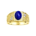 thumbnail image 1 of RYLOS Men's Rings Yellow Gold Plated Silver Designer Nugget Ring Oval 9X7MM Gemstone &  Diamonds  Lapis Lazuli Birthstone Rings For Man Size 11, 1 of 7