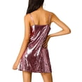 thumbnail image 3 of INSPIRE CHIC Robe pour Femme Paillettes Scintillantes Col en V Bretelles Ajustables Robe de Bal Courte Rose Pâle m, 3 of 8