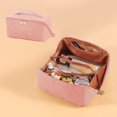 thumbnail image 3 of YAOMOBB Makeup Storage Pouch Great Capacity Travel Toiletry Storage Tool Faux Leather Makeup Brush Holder with Handle, 3 of 7