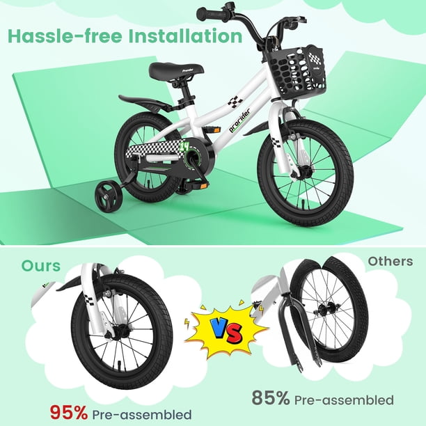 Vélo Costway pour enfant de 12 po avec roues stabilisatrices, panier Vélo Costway pour enfant de 12 po avec roues stabilisatrices, panier