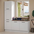 thumbnail image 2 of Madesa Garage Storage Cabinet Set 70"L with 5 Doors Multiple Compartments Modular Organization Pantry Base Cabinet Wall Cupboard - White, 2 of 10