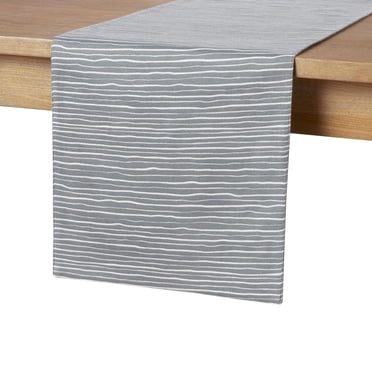 Mainstays Linework Drill Weave Table Runner, Grey, 14"W x 72"L , 1 Piece