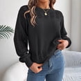 thumbnail image 1 of Pisexur Chandails pour Femmes Chandail Doux et Confortable, Chandail à Manches Longues à Col Rond Uni pour Femmes Noir, P, 1 of 8