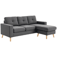 thumbnail image 1 of HOMCOM Canapé Sectionnel avec Méridienne Interchangeable pour Chambre Gris Foncé, 1 of 9