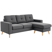 HOMCOM Sectional Sofa with Changeable Chaise for Bedroom Dark Grey