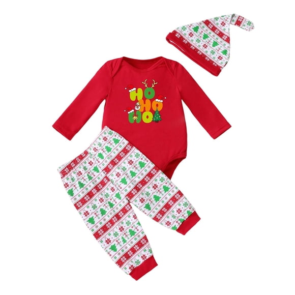 WENXIAOO Infant Girls Christmas Pajamas Santa Claus Long Sleeve Homewear Pajamas Pants Set Kids Holiday Pajamas Infant Girls Pajamas Size 6-9 Months