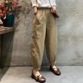 thumbnail image 4 of Simua Women's Harem Pants, Vintage Lace Embroidered Patchwork High Waist Ruffle Trousers with Pockets, 4 of 5
