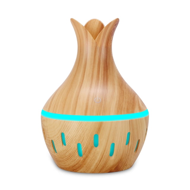 Aromatherapy Diffuser with Essential Oils 300Ml Led Essential Oil Diffuser Humidifier Aromatherapy Wood Grain Vase Aroma Humidifier with Essential Oil Diffuser