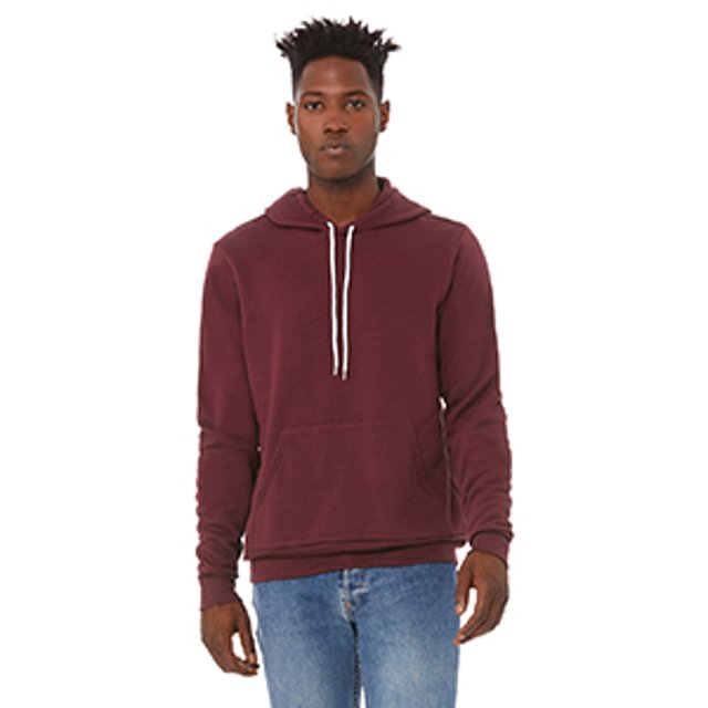 Bella Canvas 3719 Unisex Poly-Cotton Fleece Pullover Hoodie, M, Maroon