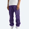thumbnail image 3 of CHOK Men Flap Pocket Drawstring Elastic Waist Cargo Pants Straight-Fit Casual Pants Solid Trousers Relaxed Plus Size Long Pant, 3 of 9