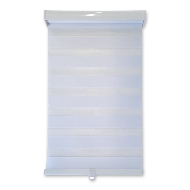 ITY Olivia Stone 27 Pouces X 84 Pouces Store Alterné Blinds Window Sans Cordon Blanc avec un design Élégant à Rouleau Zèbre pour un Contrôle de la Lumière et une Intimité Réglables. Fabriqué en polyester durable, Il Présente un Mécanisme Sans Cordon et une Cantonnière Assortie pour un Style Épuré. Idéal pour les Habillages de Fenêtre, Il Peut Être Monté à l'Intérieur, à l'Extérieur Ou au Plafond. Dimensions Sont de 27 Pouces de Large par 84 Pouces de long.