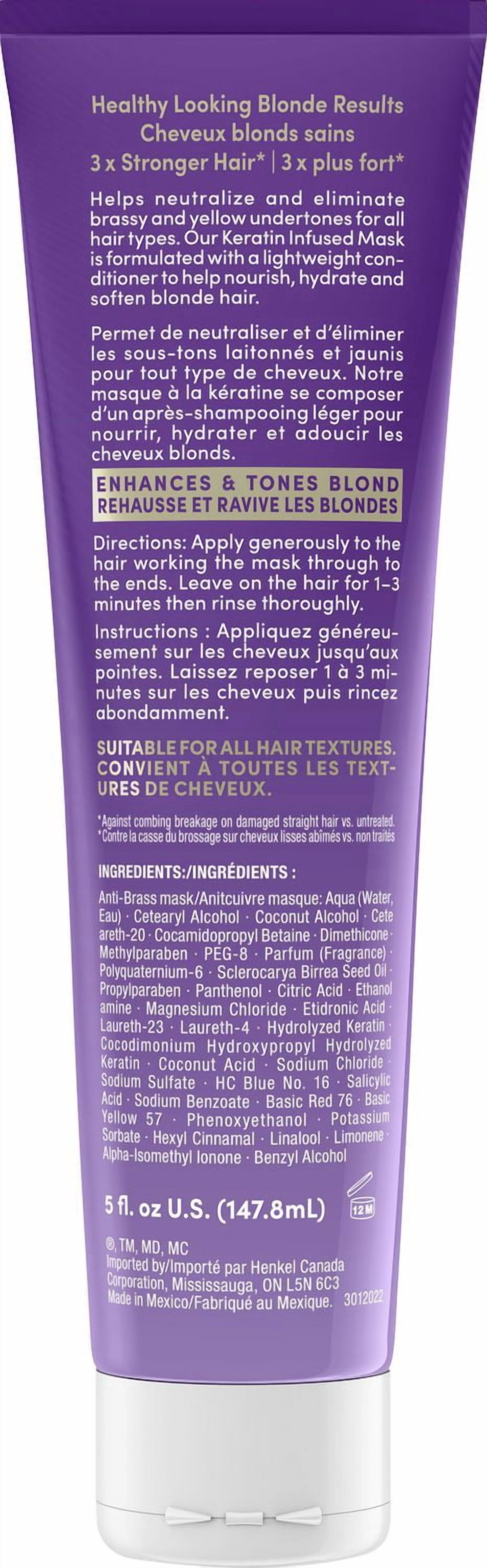 Schwarzkopf Keratin Blonde Anti Brass Purple Mask, 1 Application