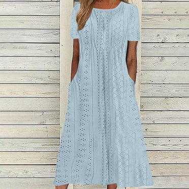 DPTALR Women's Summer Comfort Sexy Solid Color Pocket Sleeveless V-Neck Dress