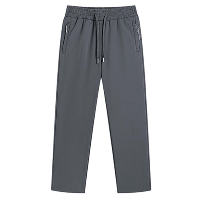 Men's Fleece Lined Sweatpants Open Bottom Waterproof Winter Thermal Athletic Pants Zipper Pockets Outdoor Sports Trousers Dark Gray M