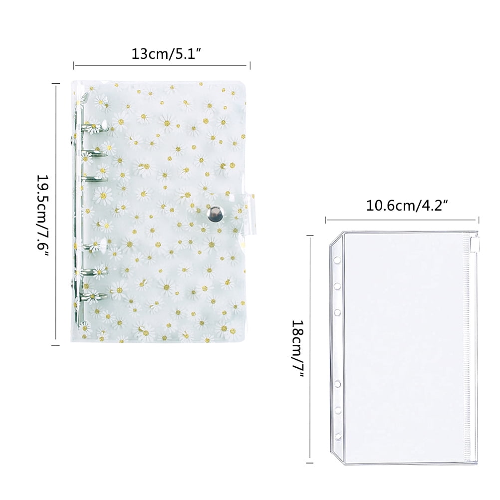 A6 Budget Envelope Binder Budget Planner Binder with Clear Sequin Cover 8 Zipper Pockets Card Pouch Double Pocket and Labels