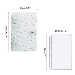 A6 Enveloppe budgétaire Binder Budget Planner Binder avec couverture nette de sequin 8 Zipper Pockets Carte Poche Double Poche et Étiquettes