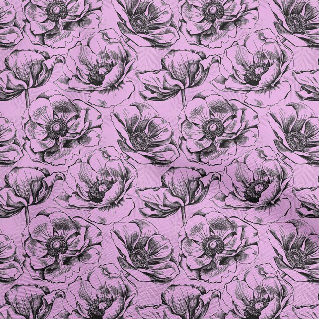 oneOone Georgette Viscose Amethyst Fabric Floral Craft Projects Decor Fabric Printed By The Yard 42 Inch Wide