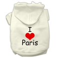 thumbnail image 1 of I Love Paris Screen Print Pet Hoodies Cream Size Sm (10), 1 of 1