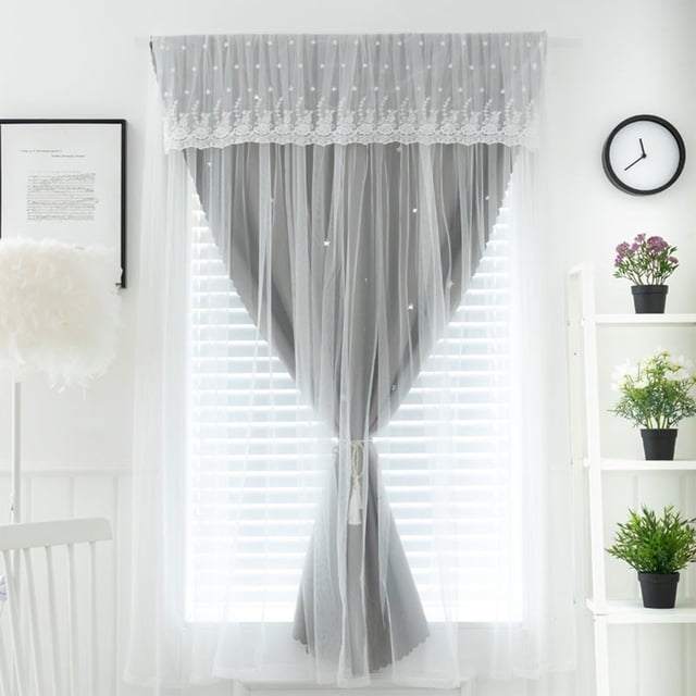 LSLJS Rideaux Transparents Brodés - Moustiquaire Opaque Filtrant la Lumière en Maille Fantôme Blanche pour Fenêtre Salon Chambre, Rideau Rideau