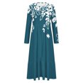 thumbnail image 3 of Erwazi Robe Midi à Manches Longues pour Femmes, Col Rond, Plissée, à Volants, Ligne A, Fluide, Printemps Automne, Décontractée, avec Poches, 3 of 4