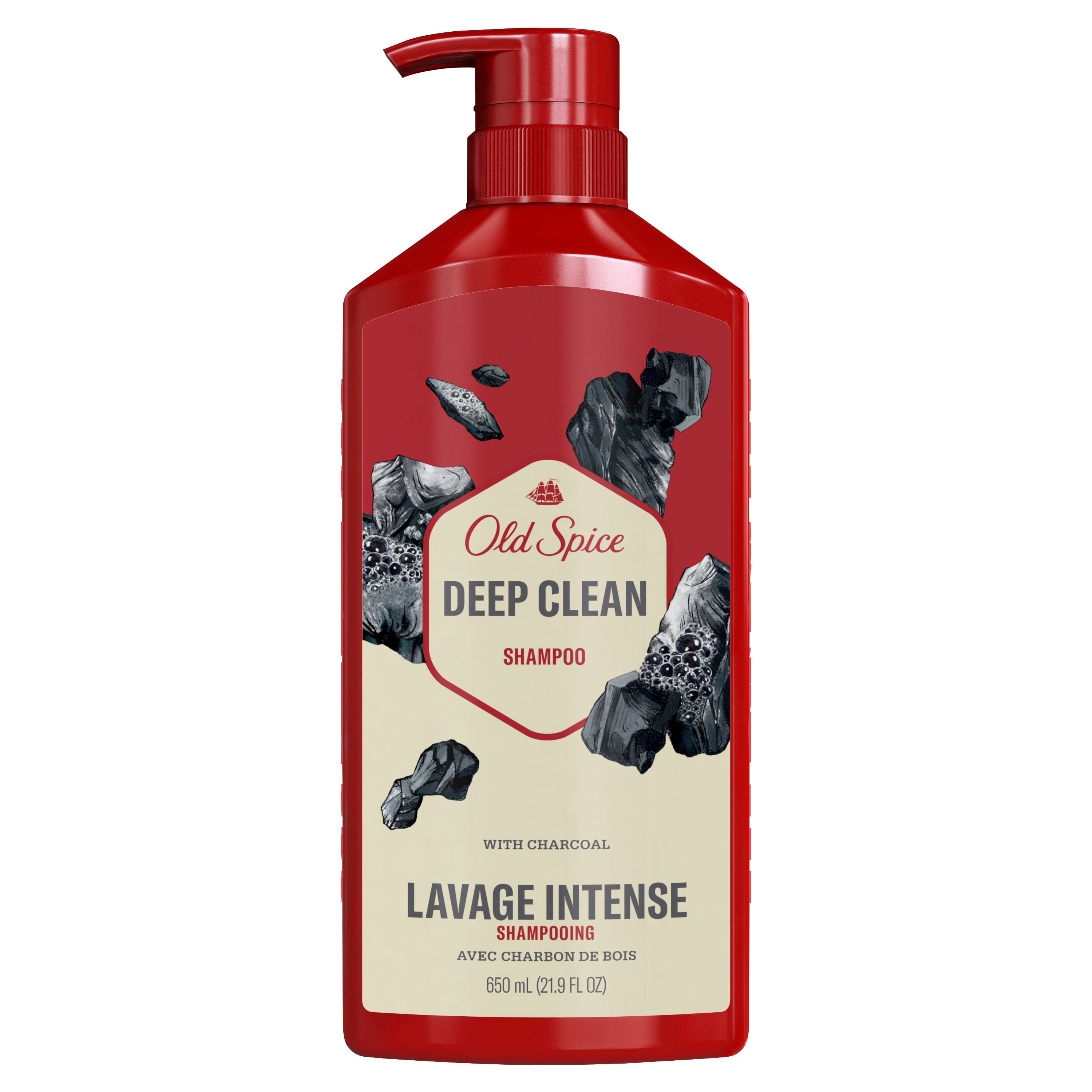 Old Spice Deep Clean Shampoo for Men with Charcoal, Fresh and Clean Scent, Removes Built Up Dirt and Oil