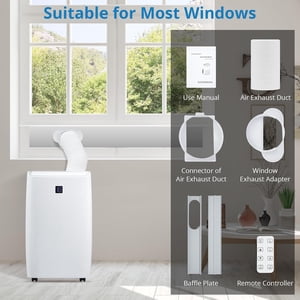 OUYAWEI 14000 BTU Portable Air Conditioner 3-in-1 AC Unit Sleep Mode Swing Fan 24H Timer Remote Window Kit 750 Sq Ft