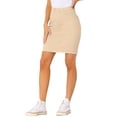 thumbnail image 4 of Unique Bargains Women's Basic Distressed High Waist Ripped Hem Washed Jeans Denim Skirt Large Khaki, 4 of 6