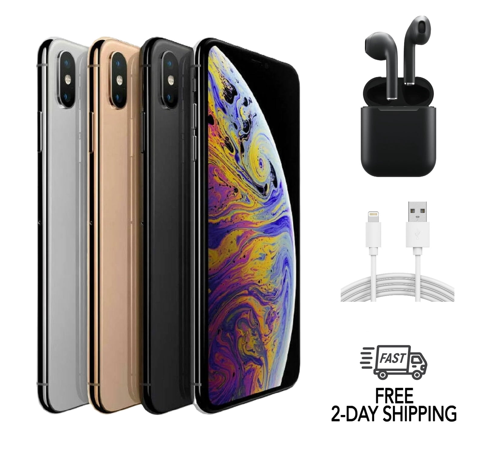 Refurbished Apple iPhone XS A1920 (Fully Unlocked) 256GB Space Gray Bundle with Bluetooth Earbuds