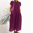 thumbnail image 1 of Robe Midi Décontractée à Manches Courtes et Manches Courtes pour Femmes, 1 of 5
