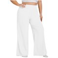 thumbnail image 2 of Timegard Plus Size Pants for Women High Waist Ruched Loose Comfy Lounge Pants Wide Leg Workout Trousers, 2 of 6