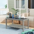 thumbnail image 2 of Outsunny 35"Wicker Coffee Table, End Table w/ Glass Top, Storage, Dark Grey, 2 of 10