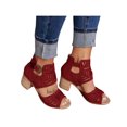 thumbnail image 3 of LUXUR Sandales Habillées à Talon Bloc Bas pour Femmes, Mode, à Boucle, Rouges, 8, 3 of 3