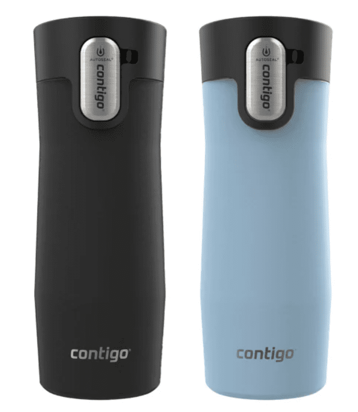 Contigo AUTOSEAL West Loop Stainless Steel Travel Mug, 16 oz, 2-Pack (Black & Blue)