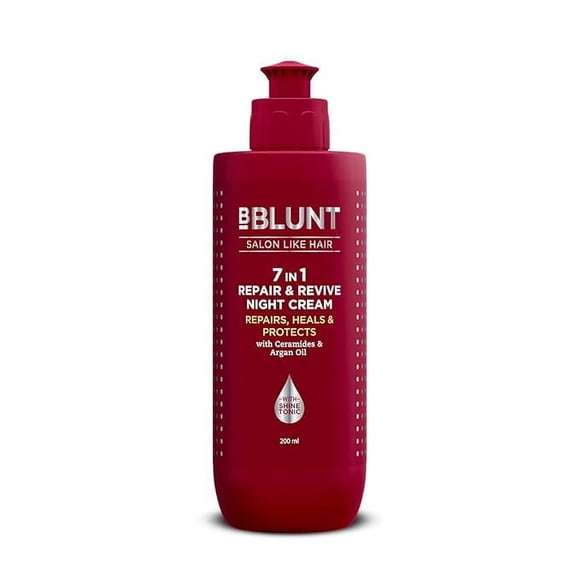 BBLUNT 7 en 1 Crème de Nuit Réparatrice et Revitalisante pour Guérir et Protéger les Cheveux de Nuit - 200 Ml/adresse 7 Signes de Dommages aux Cheveux / Réduit les Frisottis et la Terne / Enrichie de Céramides et d'Huile d'Argan / pour Hommes et Femmes