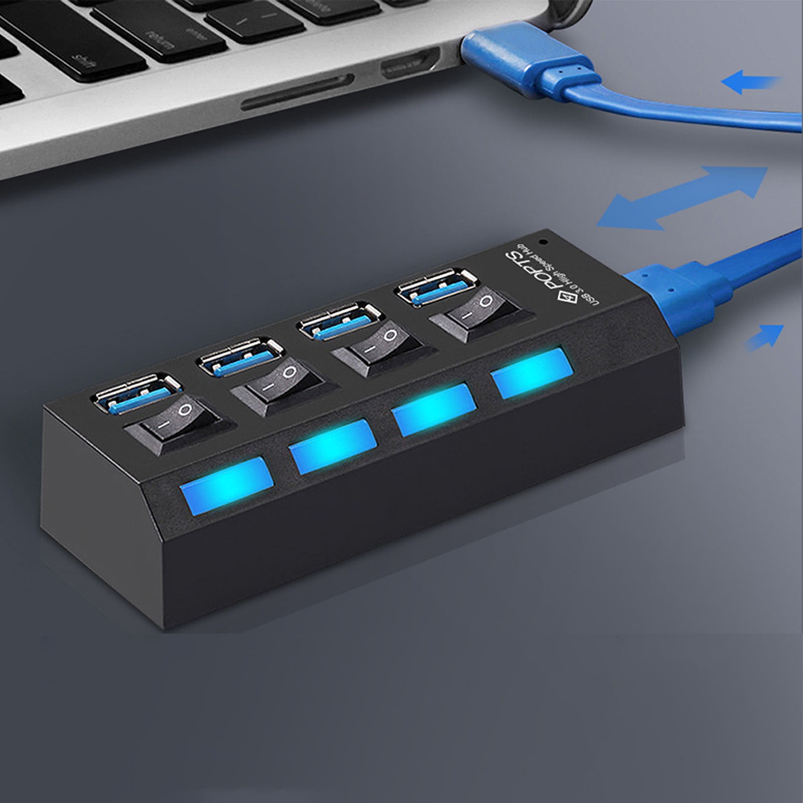 USB HUB 3.0 4 Port Multiple Expander Multi USB Splitter Hub Use Power Adapter Computer Accessorie