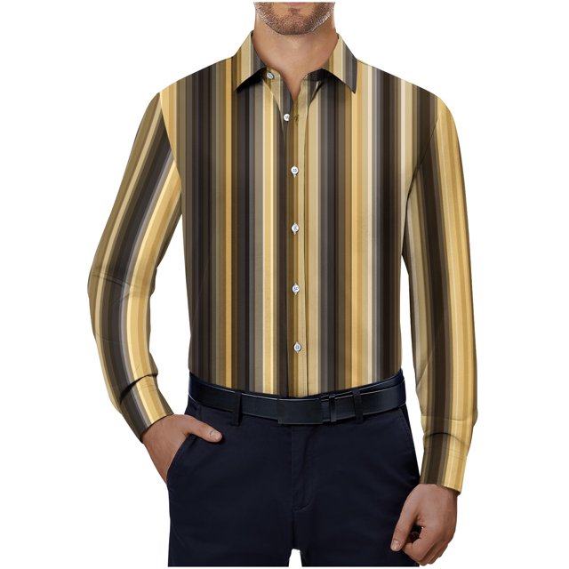 RXIRUCGD Chemise à Manches Longues Ajustée à Rayures Imprimées pour Homme, Multicolore, Taille : 6TG