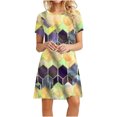 thumbnail image 1 of Jienlioq Robe Femme Grande Taille Liquidation Mode Femme Décontractée Manches Courtes Col Rond Imprimé Robe Mini Ample, 1 of 9