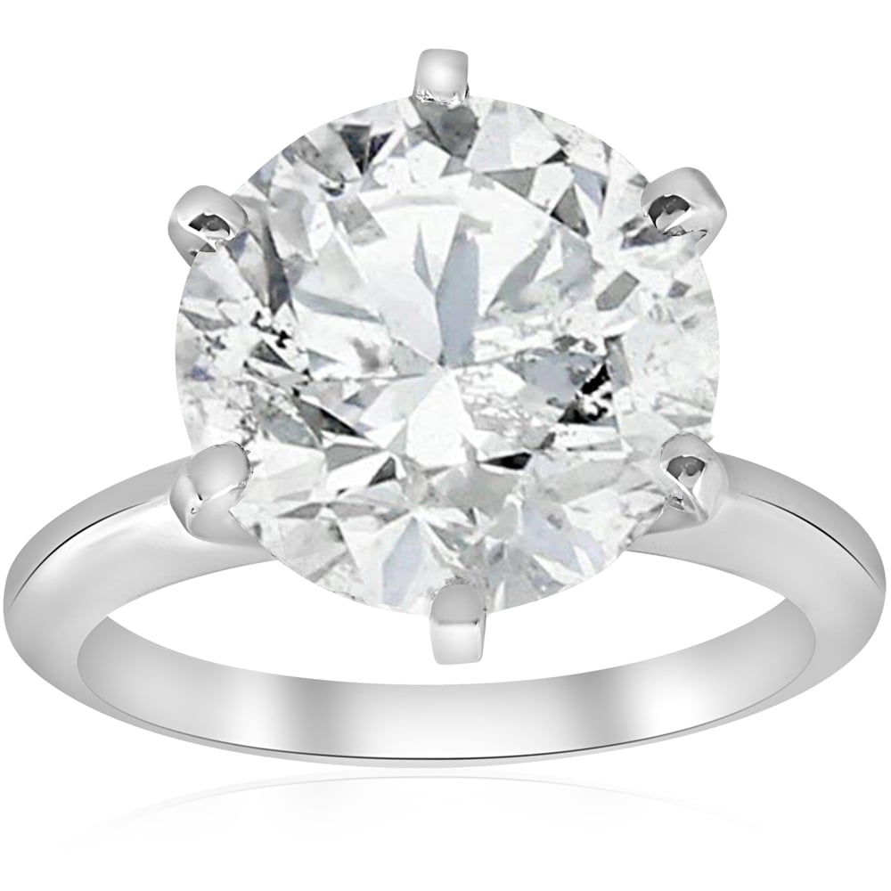 4 ct Round Diamond Solitaire Engagement Ring 14k White Gold