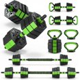 thumbnail image 1 of YUSAZENS 88LB Polygonal Sand Filled Four In One Dumbbell Adjustable Kettlebell Combo Home Strength Training Gear Green, 1 of 8