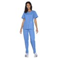 thumbnail image 1 of Landau Women's Essentials Snap Front Scrub Top, Classic Relaxed Fit, V-Neck, 4 Pockets, 1 of 5