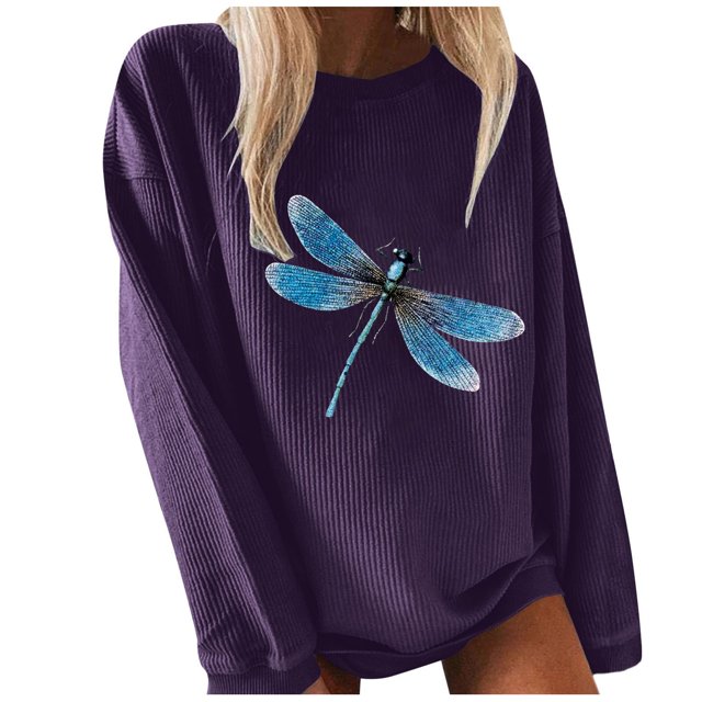 Chandail à Manches Longues Imprimé Papillon Couleur Unie Mode pour Femmes