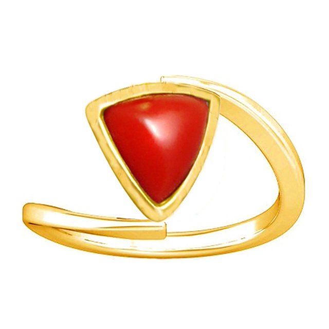 Divya Shakti Bague Panchdhatu en Corail Rouge Triangle de 11,25-11,50 Carats Moonga Munga pour Femmes