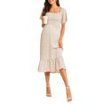 thumbnail image 1 of FAROOT Robe pour Femme Enceinte à Imprimé Floral, Encolure Carrée, Manches Courtes, Robe en Chiffon, Robe Midi, 1 of 7