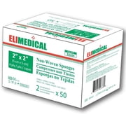 Elimedical Non Woven Sterile Gauze Pads 2x2 – 4-Ply, Lint-Free, Soft & Absorbent – 2pcs Per Pouch | 50 Pouches Included | Disposable Wound Dressing for First Aid Kit, Home & Medical (S2204)